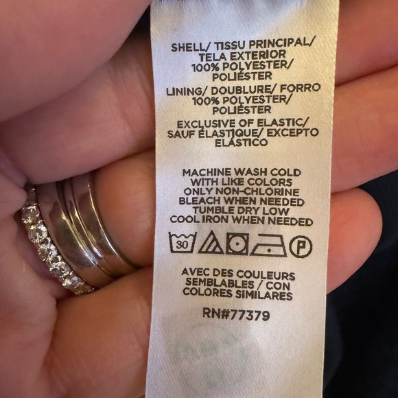 Ann Taylor Navy Blue Polka Dot Long Sleeve Blouse Sz XXL - Picture 6 of 10